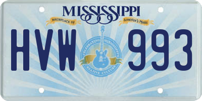 MS license plate HVW993