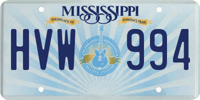 MS license plate HVW994
