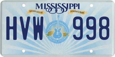 MS license plate HVW998