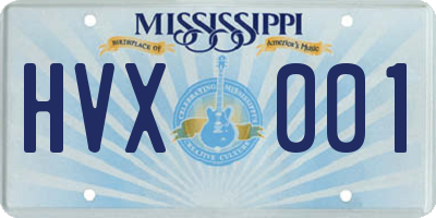 MS license plate HVX001