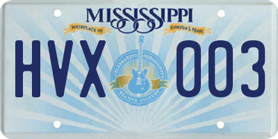 MS license plate HVX003