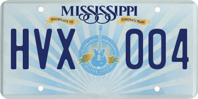 MS license plate HVX004