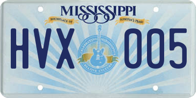 MS license plate HVX005