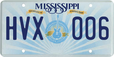 MS license plate HVX006