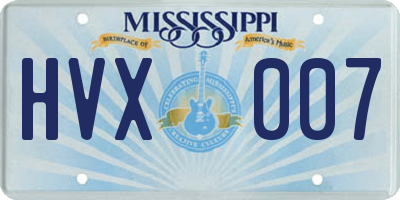 MS license plate HVX007