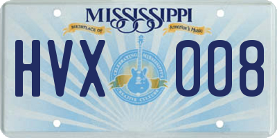 MS license plate HVX008