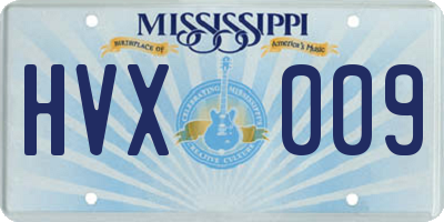 MS license plate HVX009