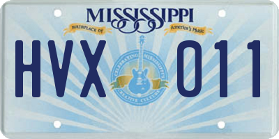 MS license plate HVX011