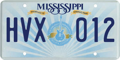 MS license plate HVX012