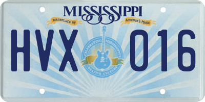 MS license plate HVX016