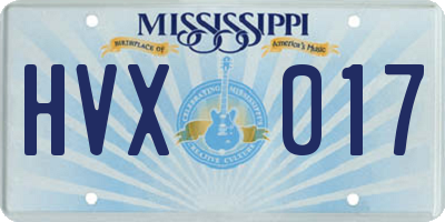 MS license plate HVX017
