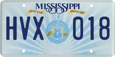 MS license plate HVX018