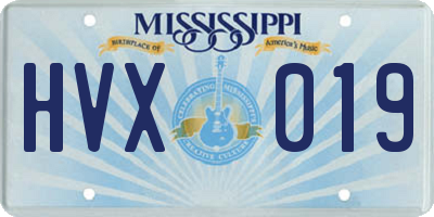 MS license plate HVX019