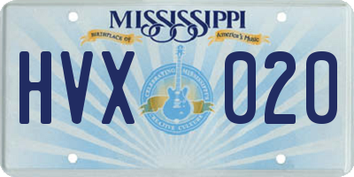 MS license plate HVX020