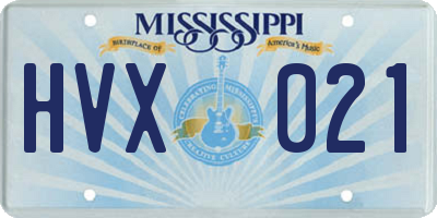 MS license plate HVX021