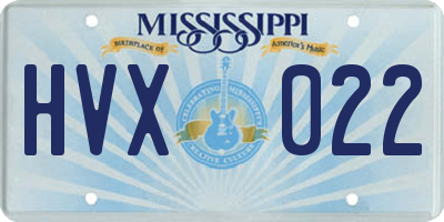 MS license plate HVX022