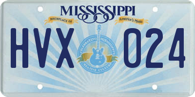 MS license plate HVX024