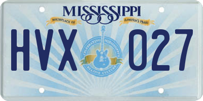 MS license plate HVX027