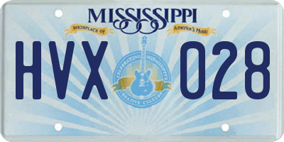 MS license plate HVX028