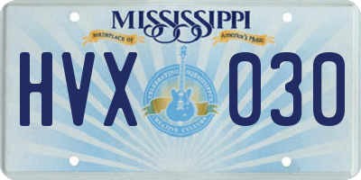 MS license plate HVX030