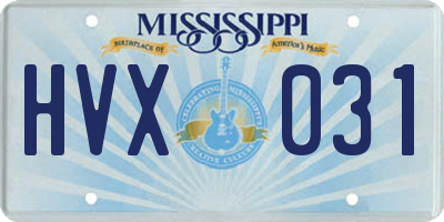 MS license plate HVX031