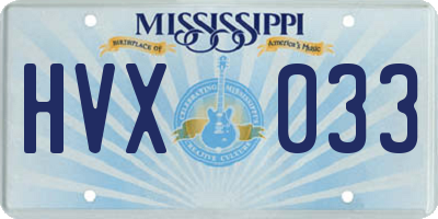 MS license plate HVX033