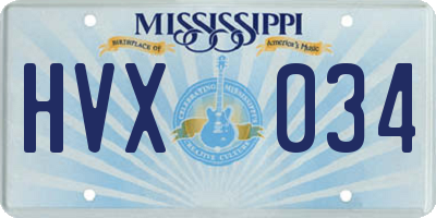 MS license plate HVX034