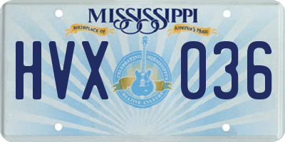 MS license plate HVX036