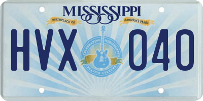 MS license plate HVX040