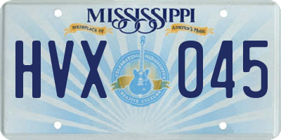 MS license plate HVX045