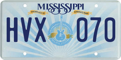MS license plate HVX070