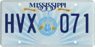 MS license plate HVX071