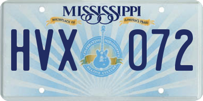 MS license plate HVX072