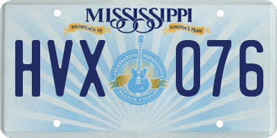 MS license plate HVX076