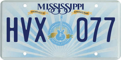 MS license plate HVX077