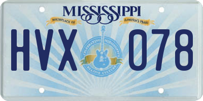 MS license plate HVX078