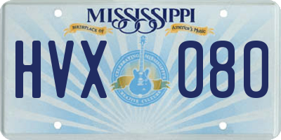 MS license plate HVX080