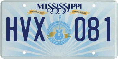 MS license plate HVX081
