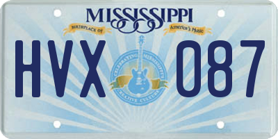 MS license plate HVX087