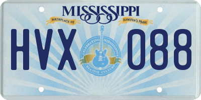 MS license plate HVX088