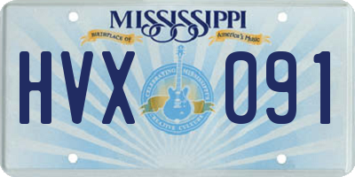 MS license plate HVX091