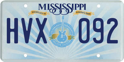 MS license plate HVX092