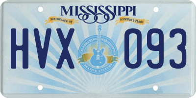 MS license plate HVX093