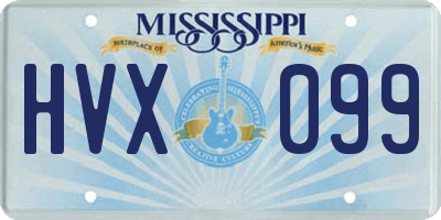 MS license plate HVX099