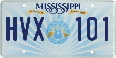 MS license plate HVX101
