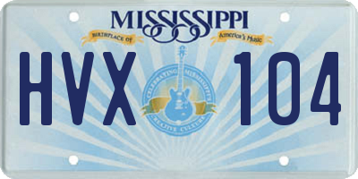 MS license plate HVX104