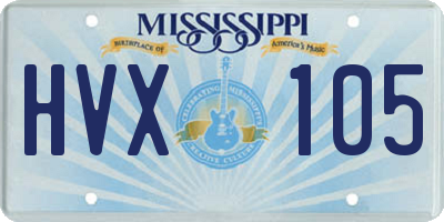MS license plate HVX105