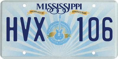 MS license plate HVX106