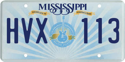 MS license plate HVX113