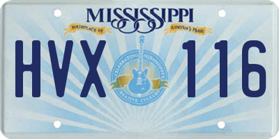 MS license plate HVX116